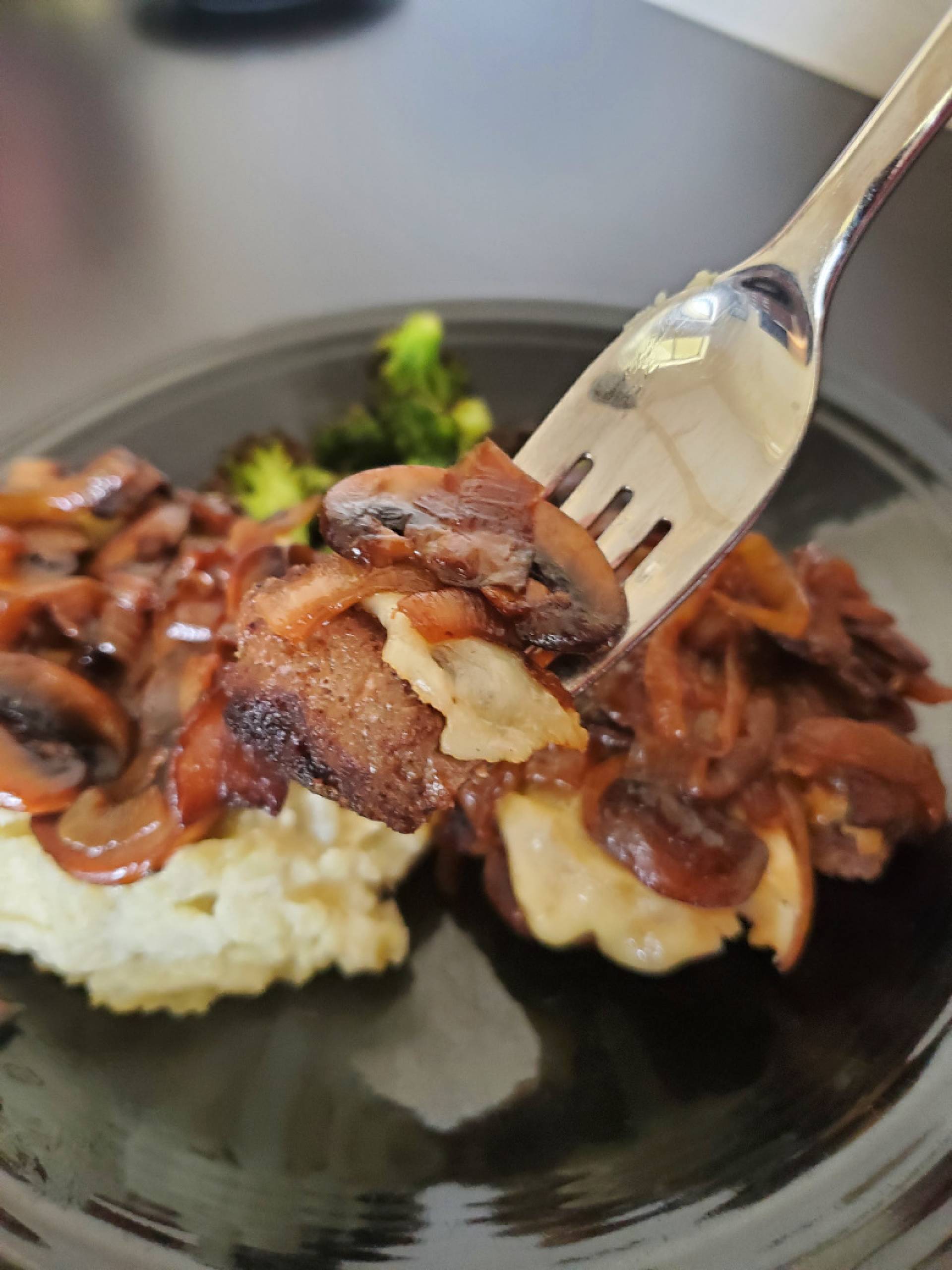 LOW CARB- French Onion and Mushroom Swiss Steak Burger