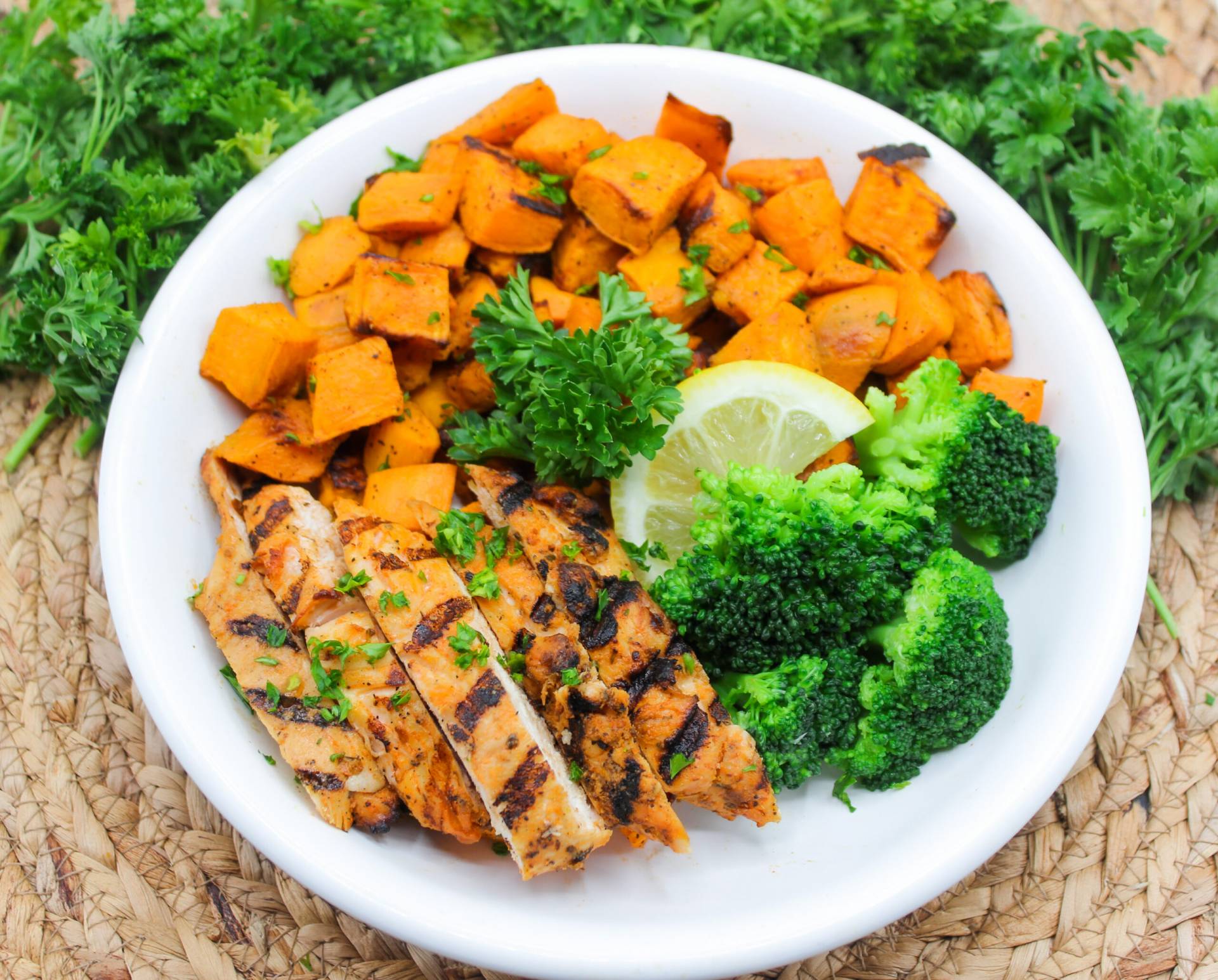 Clean- Grilled Chicken Breast and Roasted Sweet Potatoes