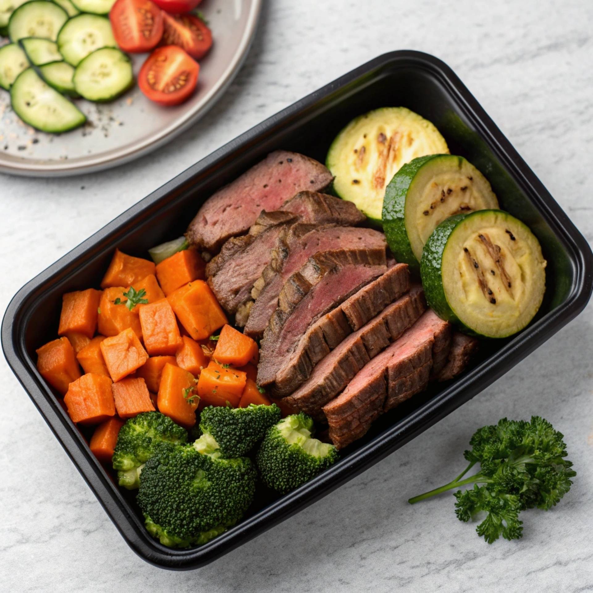 Clean- Grilled Flank Steak and Roasted Sweet Potatoes