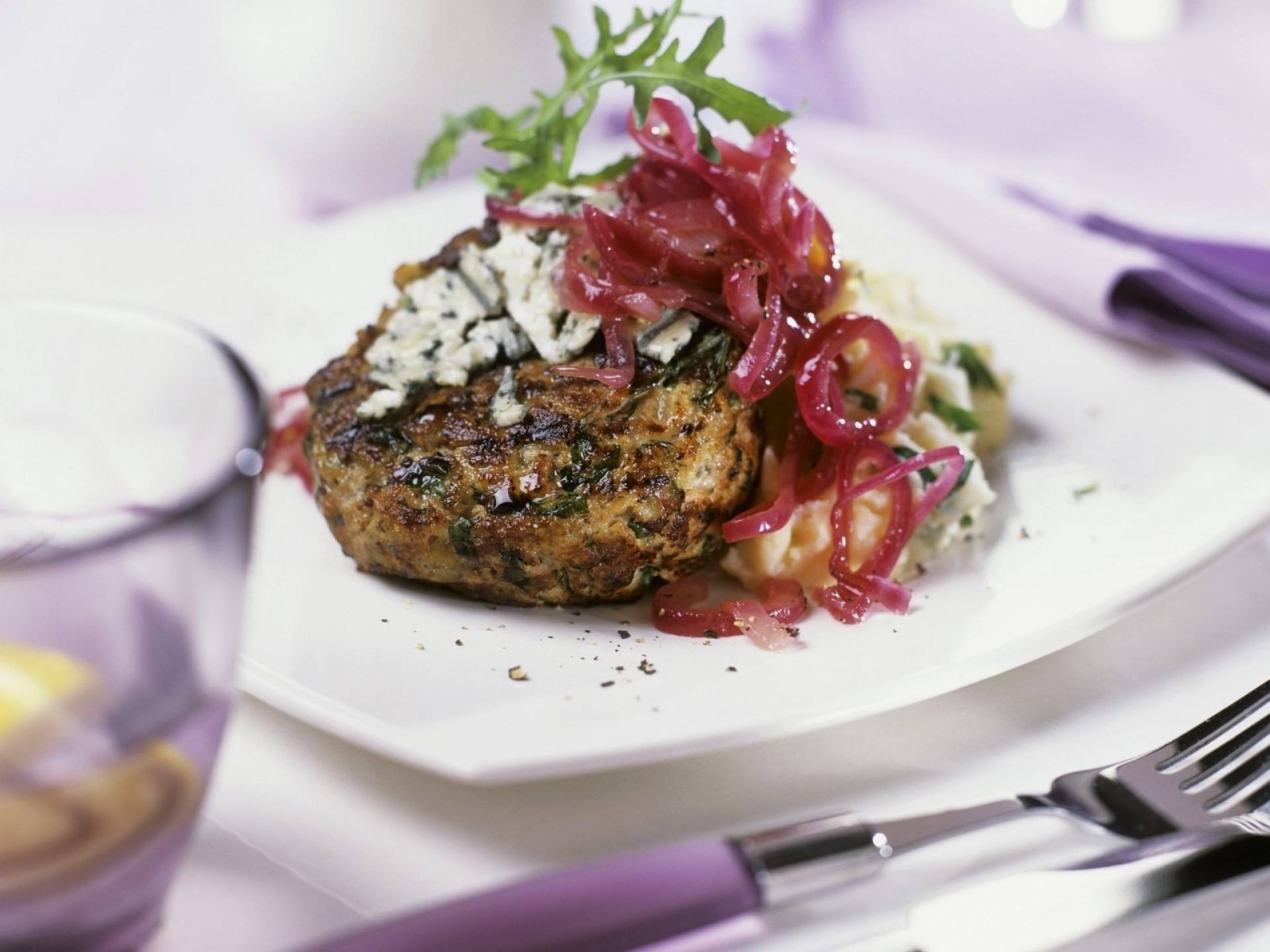 Blue Cheese Steak Burger with Balsamic Shallots