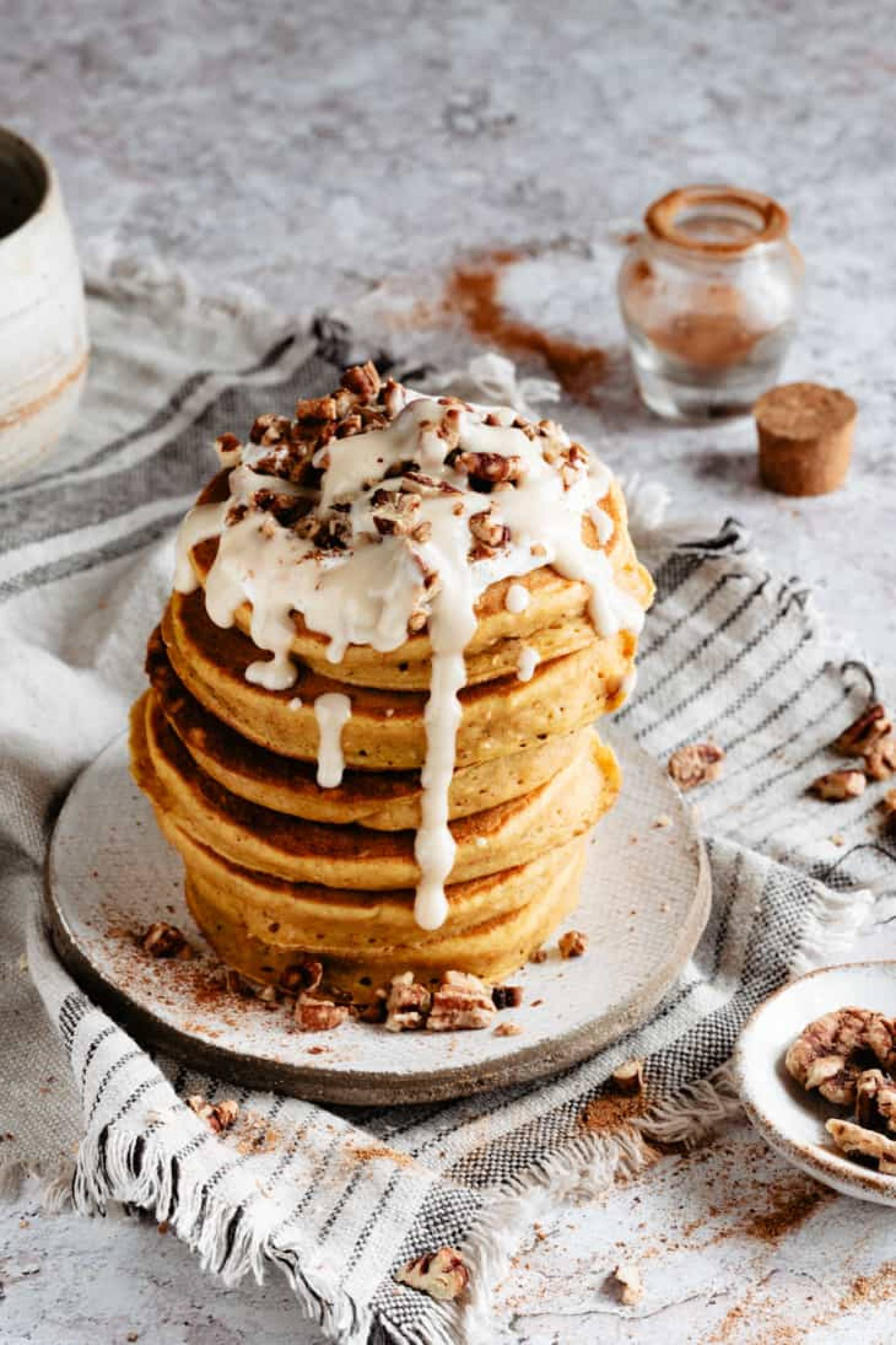 Pumpkin Cheesecake Protein Pancakes