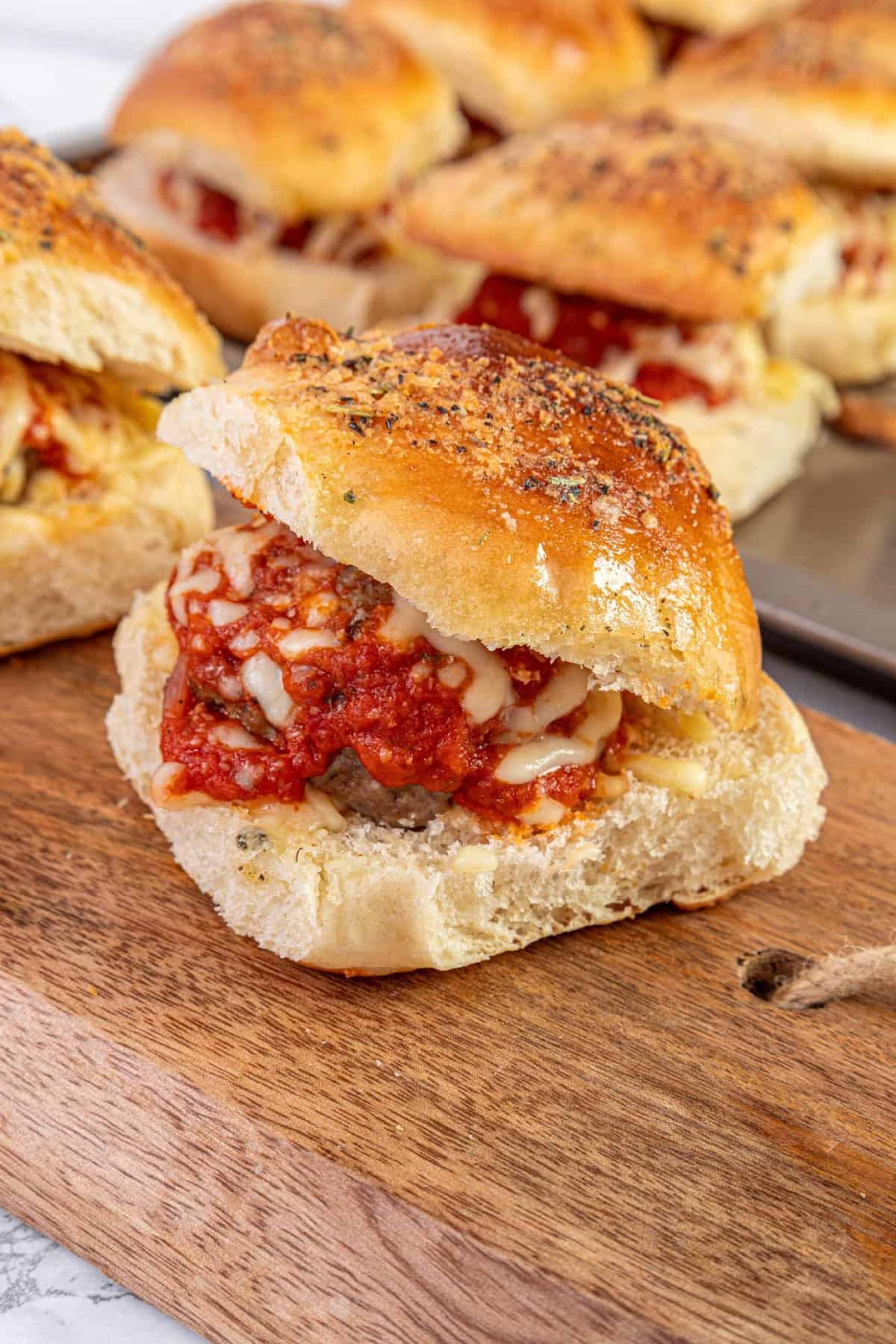 Chicken Parm Meatball Sliders (NOT GLUTEN FREE)